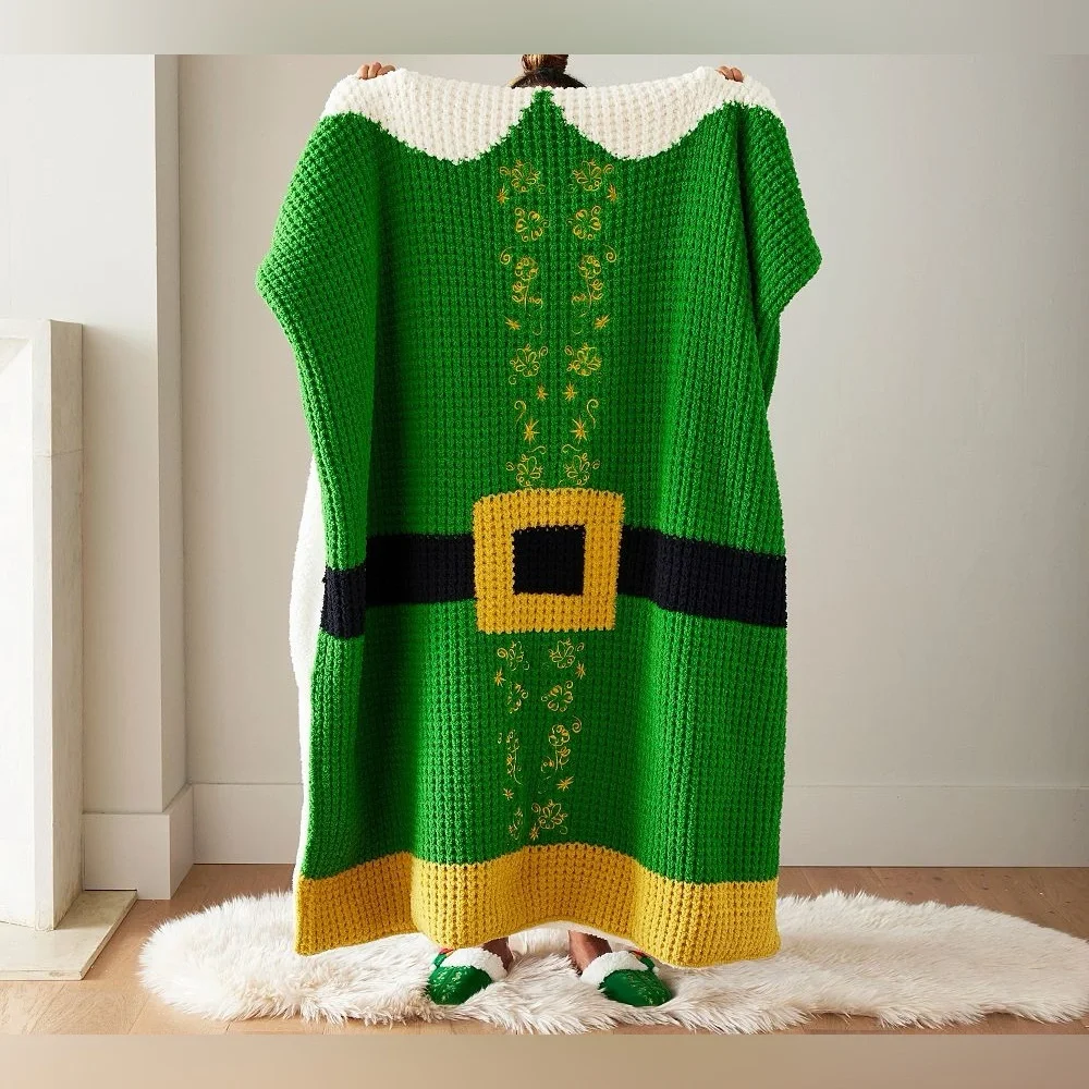 Pottery Barn Buddy The Elf Sherpa-Back Throw Blanket Christmas Elf the Movie - Picture 4 of 11